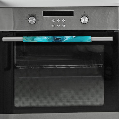 Teal Green Marble Print Refrigerator Door Handle Covers, Set of 2 Kitchen Appliance Handle Covers for Fridge,