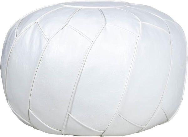 Moderner Faux Leather Pouf Unstuffed Ottoman Moroccan Footstool, Floor Footrest Cushion, Storage