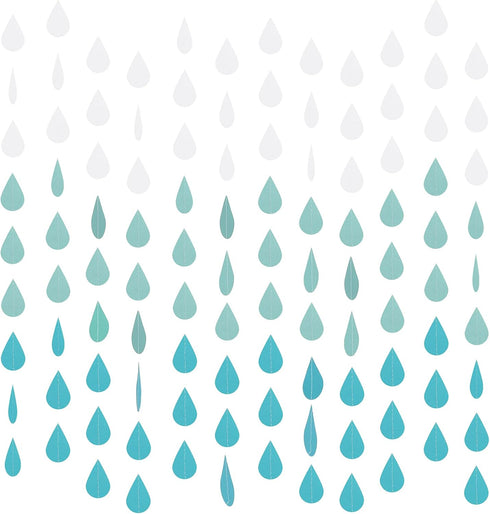 Waydress 24 Pieces Raindrop Garlands - Blue Paper Hanging Decorations for Baby Shower, Birthday, Wedding Party