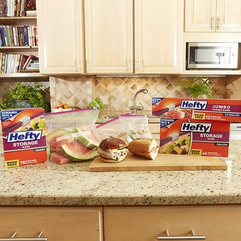 30 Count (4 Pack), 120 Hefty Slider Storage Bags, Gallon Size, Total