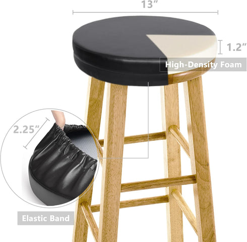 Set 2 13 Inch Shinnwa Bar Stool Cushion of Round Foam Padded Seat Cushions Waterproof Leather Bar Stool Covers