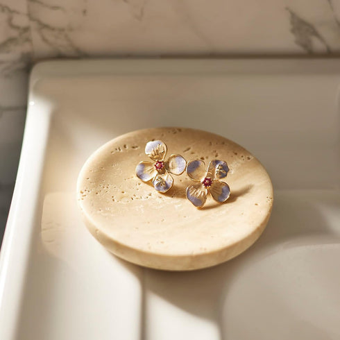 Round Travertine Tray for Jewelry, Marble Trinket Dish Tray, Nightstand Decor, Coaster, Soap Dish,Sponge Holder
