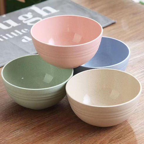 Unbreakable Cereal Bowls 24 oz - Reusable Wheat Straw Bowl - Dishwasher & Microwave Safe- BPA Free - Perfect for Cereal Reusable Dinner Bowls 4 Set, Oatmeal Salad by PUPOPIK