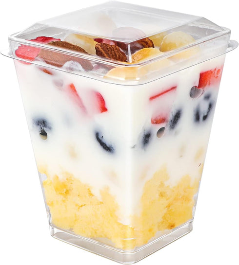 EASERCY 50 Pack 5 oz Plastic Dessert Cups with Lids, Yogurt Parfait/Appetizer Cup with Lids for Party, Mini Dessert