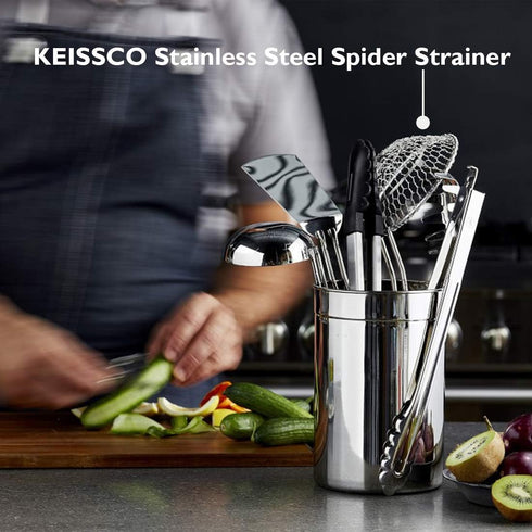 Hicook Stainless Steel Kitchen Spider Strainer Skimmer Ladle for Pasta, 7 inches