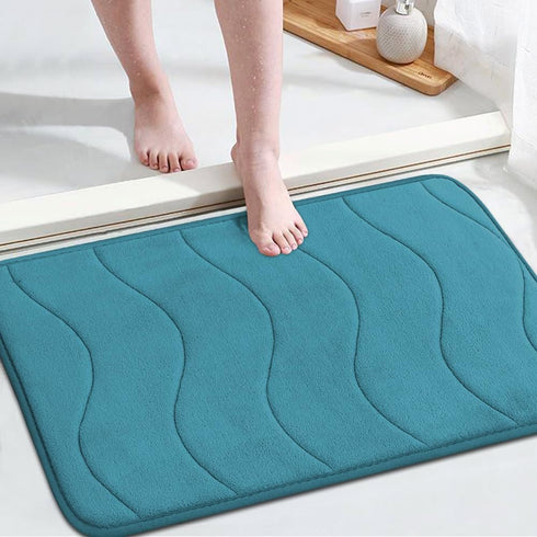 Flamingo P Memory Foam Bath Mat - Non Slip Carpet for Bathroom Rugs, 20x32, Dark Teal