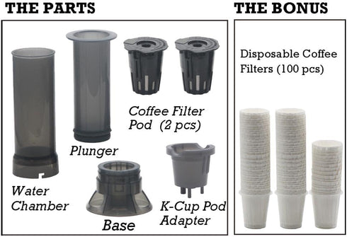 Portable Travel Coffee Maker Press, Camping Coffee Press, Compatible with K Cups and Ground Coffee, 4~12 OZ