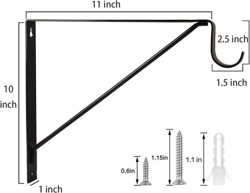 4 Packs Heavy Duty Closet Shelf and Rod Bracket, Eau Black Closet Shelf Bracket with Rod Support for Storage