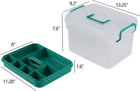 Yesdate 1 Pack Plastic Medicine Storage Kit with Tray, First Aid Storage Box with Handles, Clear Household First Aid