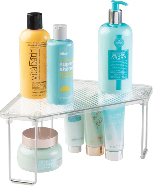 Countertop, 2 Pack mDesign Plastic/Steel Corner Stackable Rack, Storage Organizer Shelf for Bathroom, Vanity, Sink