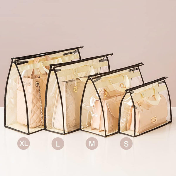 2 PCS Hanging Handbag Storage Organizer, Dustproof Storage Bag with Zipper and Handle (Transparent Non-woven, XL)