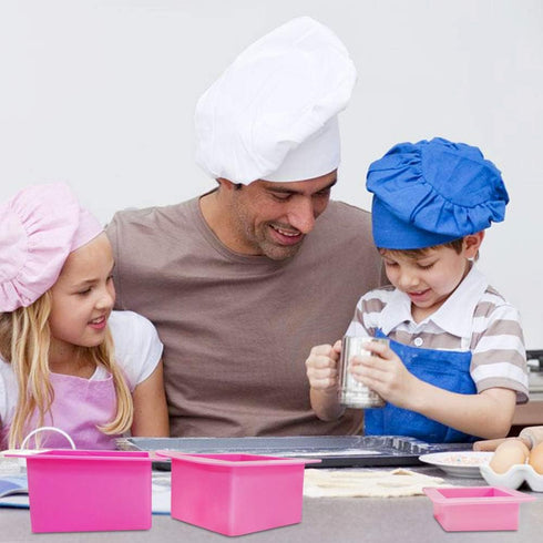 3 Pcs Non-Stick Square Baking Silicone Molds, Quick Release Bread Pan Tray for Cheese Cake, Handmade Toast Mold - Rose