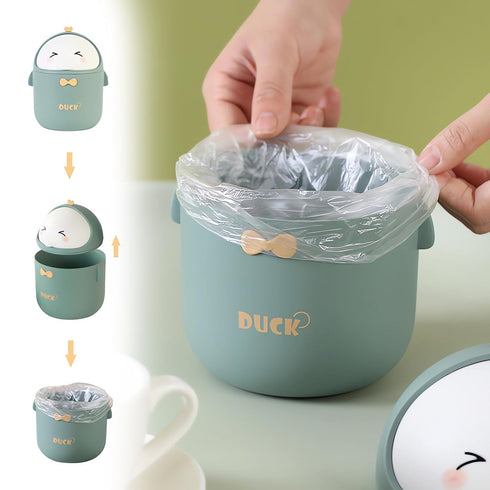 QLFJ-FurDec 90 Countertop Cute Desktop Trash Can Wastebasket with Trash Bags, Creative Mini Garbage Can with Lid, Small