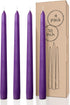 Candwax 10 inch Taper Candles Set of 4, Dripless and Unscented Candlesticks for Dinner and Household Decor - Purple