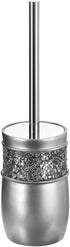 Creative Scents Crackled Glass Toilet Brush with Holder - Silver Toilet Bowl Cleaner Brush and Holder - Good Grip, Deep