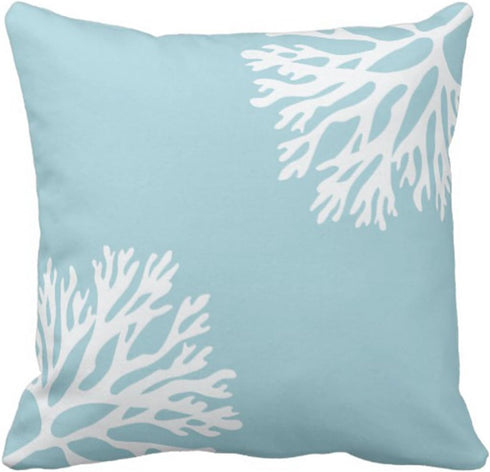Emvency Throw Pillow Cover Hue Sea Coral Silhouettes, 20 x 20 Inch Coastal Beach Decorative Pillow Case