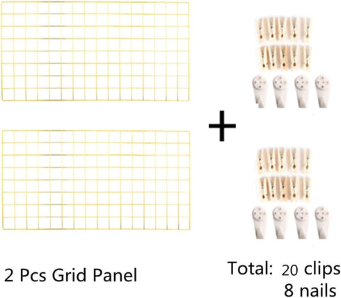 Yash Metal Wire Grid Panel, Display Organizer for Postcard, Wall Artwork for Home Office Living Room (Pack of 2 Pcs)