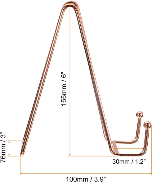 uxcell Plate Stand for Display, 3Pcs 6 Inch Iron Easel Plate Holder Display Stands Metal Decorative Plates for Picture Photo Book, Rose Gold