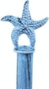 15" Handcrafted Nautical Decor Rustic Dark Blue Whitewashed Cast Iron Starfish Paper Towel Holder - Starfi