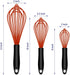 Set of 3 Dishwasher Safe Silicone Whisks - Professional Non-Scratch Kitchen Whisks, Heat Resistant, Red