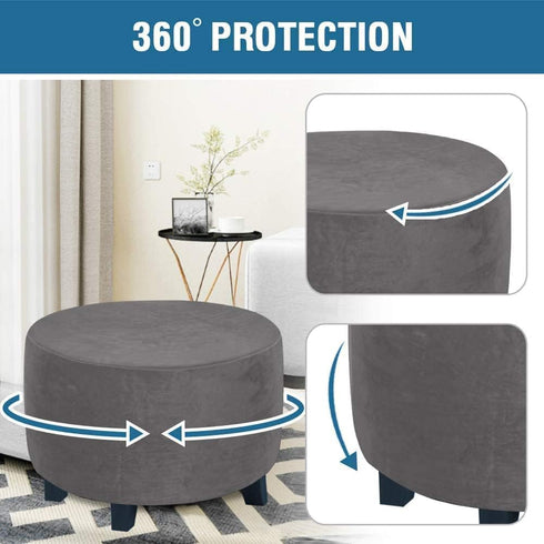 Velvet Round Ottoman Slipcover Ottoman Covers Footstool Protector Covers Storage Stool Ottoman Covers Stretch