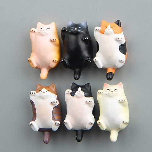 CHICHIC 6 Pack Fun Cat Refrigerator Magnets, Kitchen Decor Fridge Cat Ornament for Cat Lovers