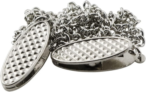 ZYAMY 2pcs Bib Holder Clips with Flexible Adjustable Chains Dental Bib Clip Metal Napkin Clip Chain, Allowing You