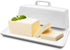 Gute Butter Dish with Lid for Countertop, Covered Ceramic Butter Keeper Container for Kitchen (White)