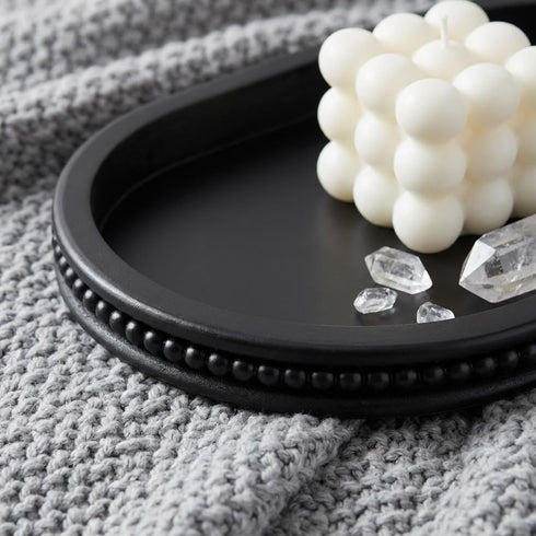 Counter Hanobe Decorative Trays for Coffee Table : Black Oval Centerpiece Tray Wood for Farmhouse Entry Table Decor