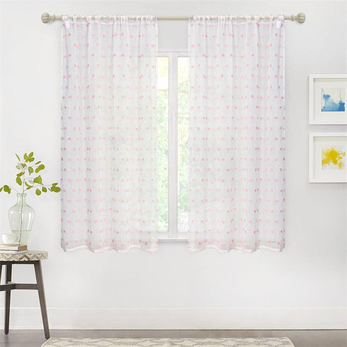 63 Inch 38" 63" 2 MYSKY HOME Pink Curtains for Girls Bedroom Nursery Pom Pom Curains for Girls Kids Room Long White