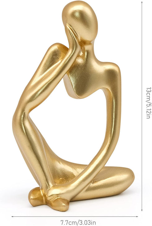 inheming Gold Thinker Statue Decor, Modern Abstract Art Sculpture, Thinker Figurines Collectible Accents Decoration