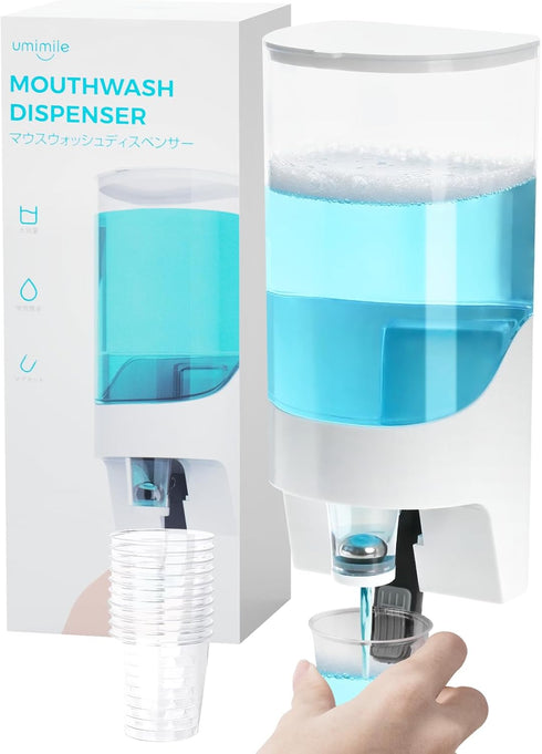 Umimile Mouthwash Dispenser for Bathroom, Plastic Mouthwash Dispenser Wall Mounted, 30.4oz(900ml) Mouthwash