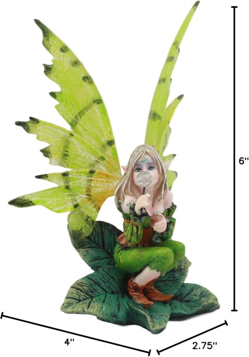 Ebros Mythical Goddess Green Earth Pixie Dust Fairy Statue, 6" Tall Whimsical Tribal Gaia Faerie Sculpture