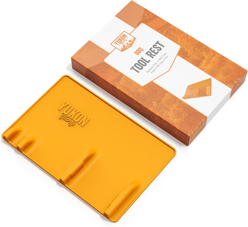 Yukon Glory Orange Tool Resting Mat, BBQ Utensil Holder, Heat-Resistant Non-Stick Silicone Mat for Outdoor Cooking