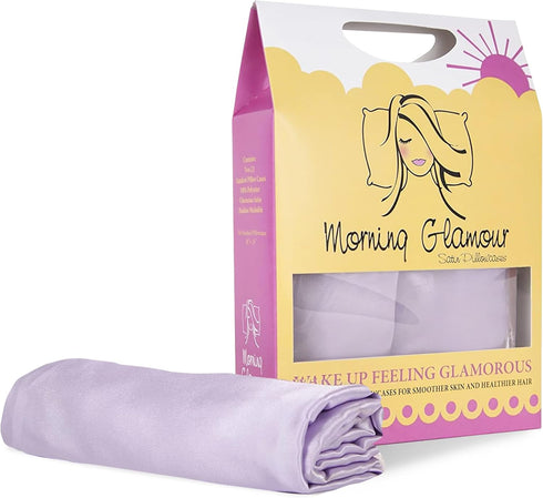 Morning Glamour Satin Pillowcases Set of 2, Standard/Queen Size, 20”x26”, Lavendar, Light Purple, Cooling for Hair &