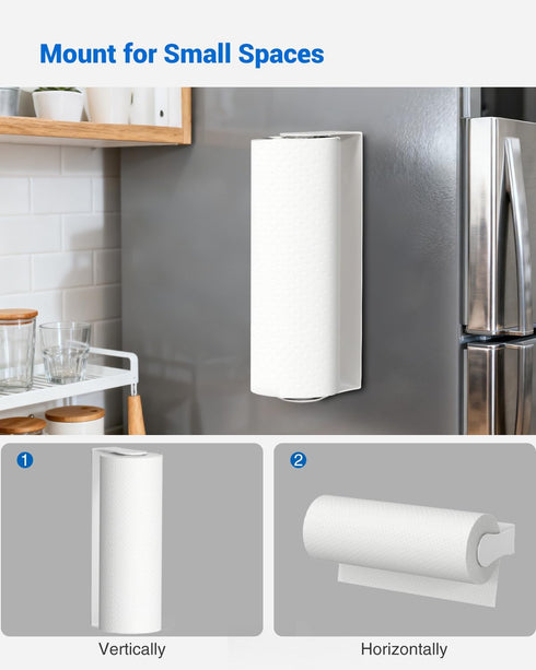 Magnetic Paper Towel Holder for Fridge, No Drilling, Strong Magnet, White, Paper Towel Holder Magnetic