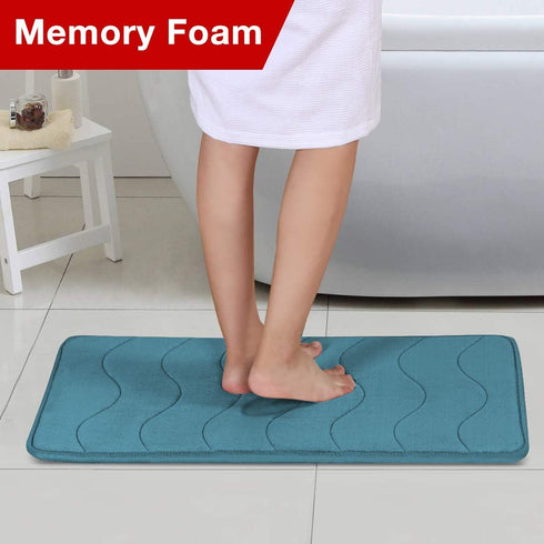Flamingo P Memory Foam Bath Mat - Non Slip Carpet for Bathroom Rugs, 20x32, Dark Teal