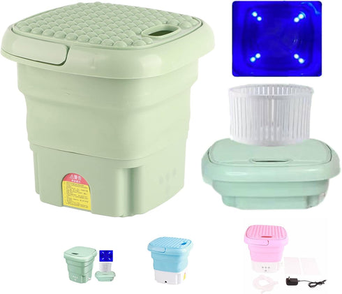 Mini Portable Washing Machine, Foldable Small Washer Bucket Type with Deep Cleaning, Half Automatic Wash Spin Dry for