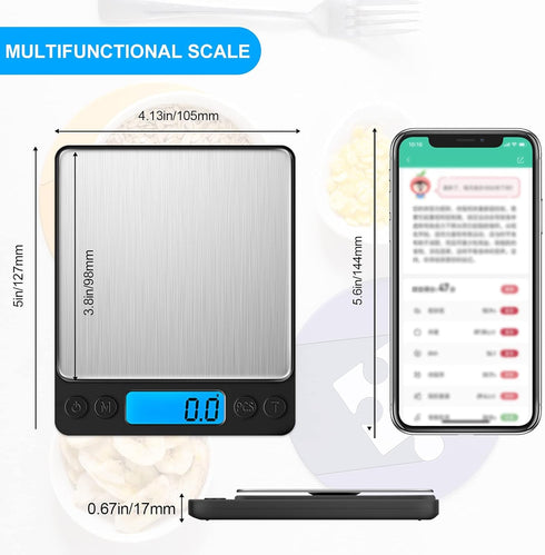 Digital Food Kitchen Scale, YONCON 3000g/0.1g High Accuracy Mini Pocket Scale for Cooking, Baking, Jewelry (Batteries