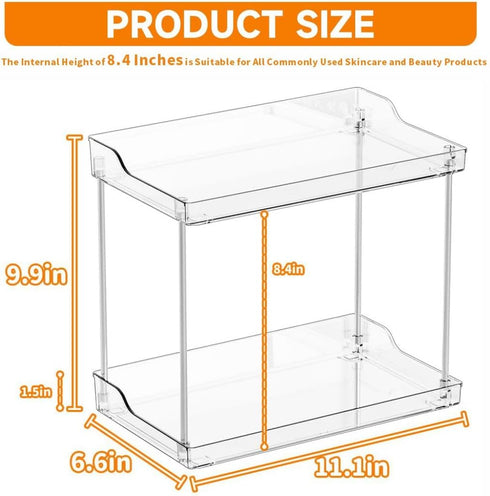 Yieach Counter 2 Counter Clear Acrylic Bathroom Organizers and Storage Tray, Tier Makeup,Perfume,Skincare Organizer