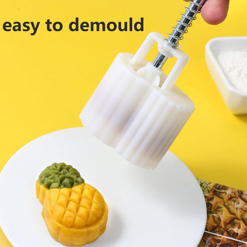 2 Set Pineapple Plastic Mooncake Mold, Hand Press Moon Cake Mould, Pineapple Cookie Cutter Bakeware Tools