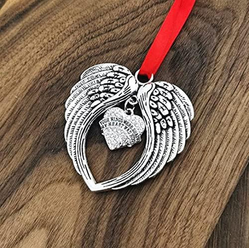JUPPE Sympathy Gifts, Memorial Gifts for Loss of Loved One, Angel Wings Christmas Tree Ornament, Half of My Heart is in