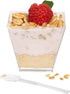 Ilyapa 2oz Clear Plastic Dessert Cups - 50 Pack Mini Appetizer Cups with Spoons for Cheesecake, Chocolate Mousse,