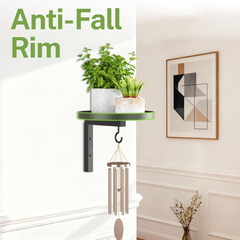 Set 2 2 iDavosic.ly Wall Plant Holder of for Indoor Outdoor, Metal Hanger with Hooks, Floating Flower Display Stand