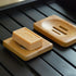 SUMAJU 4 Pcs Wooden Soap Holders, Natural Bamboo Soap Dish Square & Round for Home Bathroom