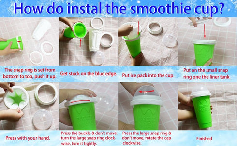 Slushie Maker Cup, Quick Frozen Smoothies Cup for Homemade Milk Shake and Ice Cream, Green