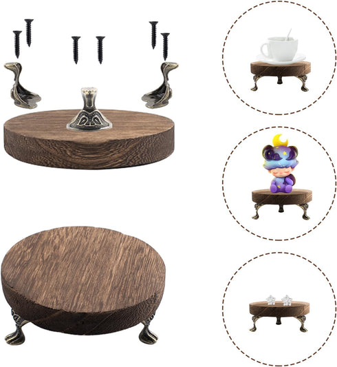 QoTang 3 8/6/4 Inch) PCS Wooden Display Riser for Display Wood Risers for Decor and Organizer Round Display Stand