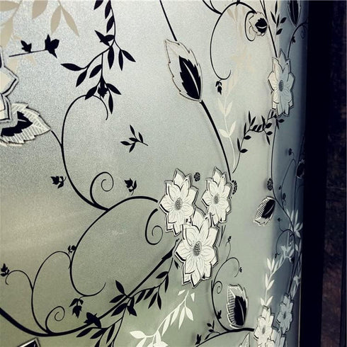 Window Privacy Film for Glass, Floral Removable Static Film, 17.5x78.7 Inch for Home Decor