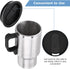 12V 450ml Stainless Steel Car Heating Cup, Electric Travel Mug for Heating Water, Coffee, Milk, Tea