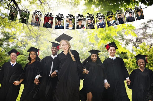 Graduation Photo Banner for 2025 2026 Party Decorations, Kindergarten to 12th Grade Picture Banner, Black 4X6 Inch